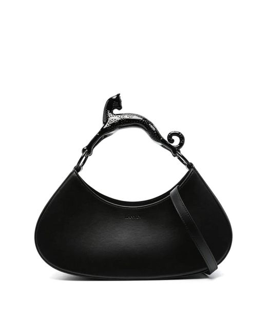 Lanvin Black Large Hobo Bag With Cat Handle