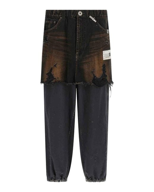 Maison Mihara Yasuhiro Black Waist Layered Denim Pants for men