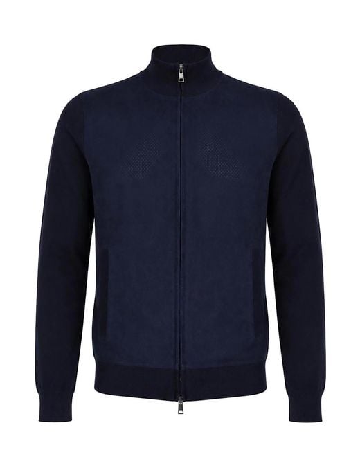 PAOLO NERO Blue Cotton Knit Jacket for men