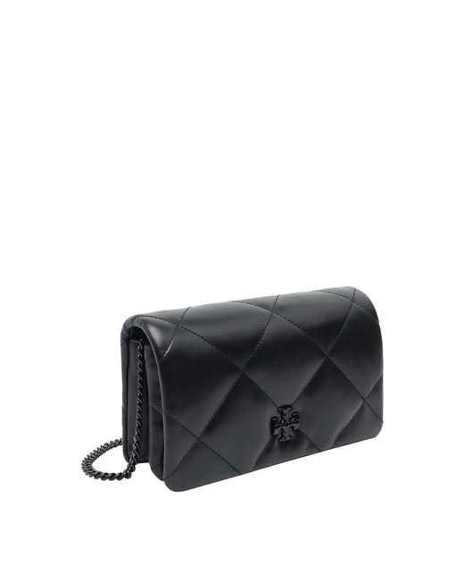 Tory Burch Black Kira Diamond Chain Wallet