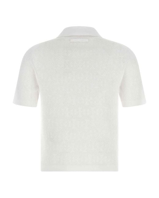 Tory Burch White Pointelle Viscose Polo Shirt