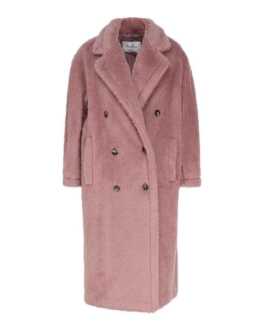 Max Mara Pink Long Teddy Coat