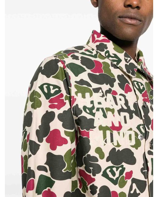 Billionaire Green Camou Print Cotton Overshirt for men