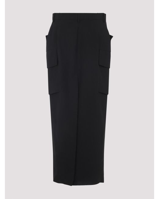 Rick Owens Black Firbanks Virgin Wool Midi Skirt