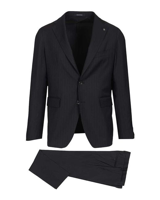 Tagliatore Black Montecarlo Pinstriped Suit for men