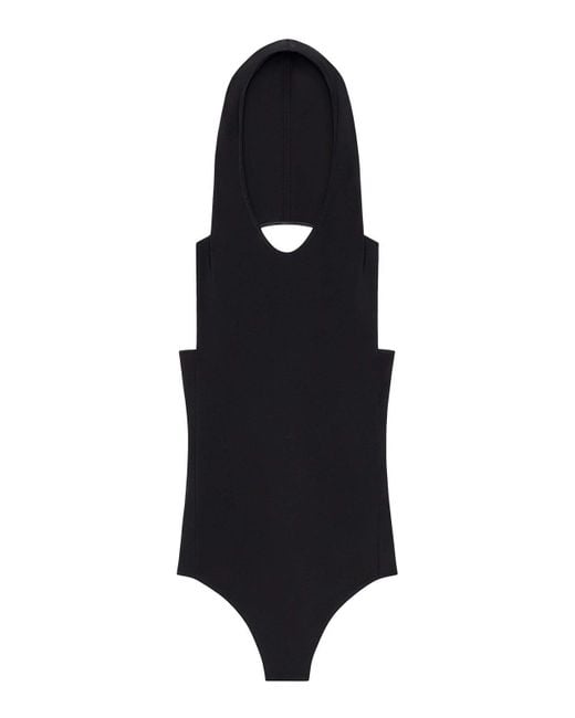 Courreges Black Hooded Bodysuit