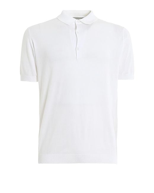 John Smedley White Adrian Cotton Jersey Polo for men