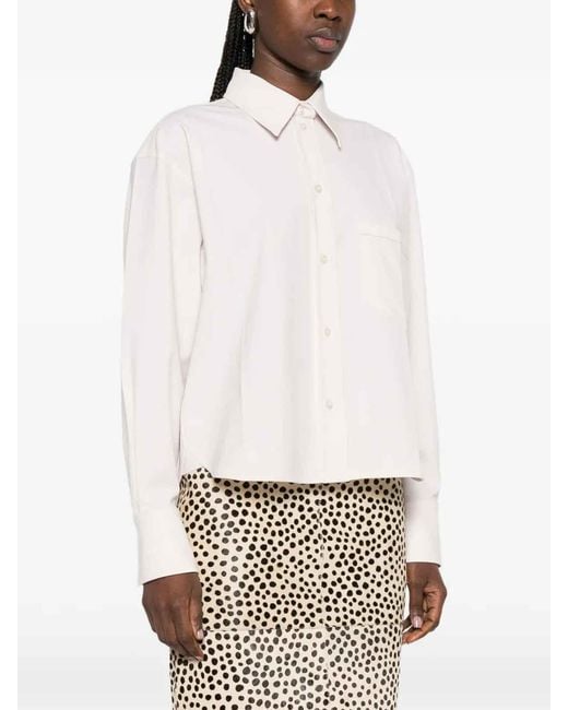 Victoria Beckham White Cropped Long Sleeve Shirt
