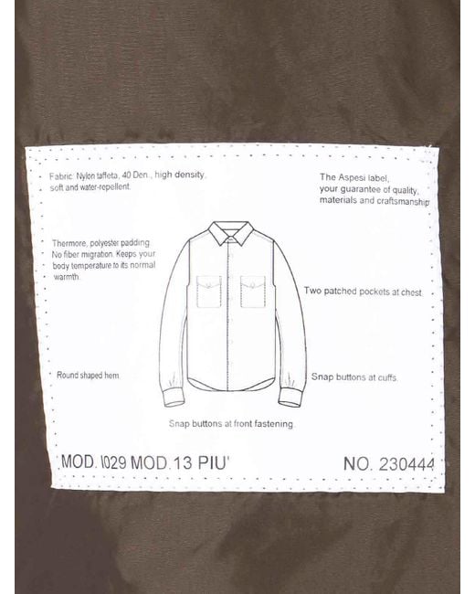 Aspesi Brown Nylon Shirt Jacket for men