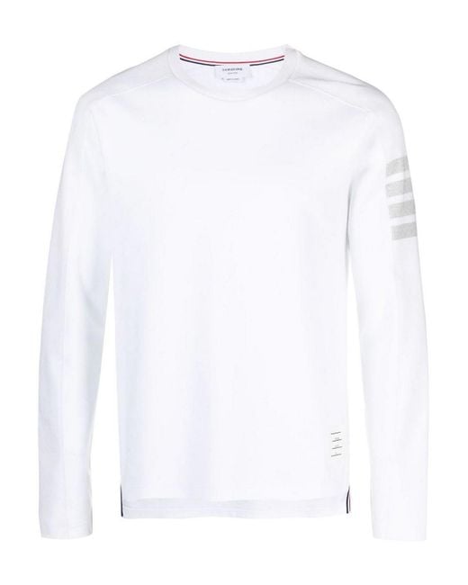 Thom Browne White 4-bar Long-sleeve T-shirt for men