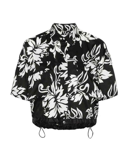 Sacai Black Floral Print Shirt