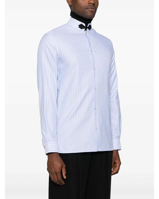 Valentino White 'Si00' Striped Oxford Shirt for men