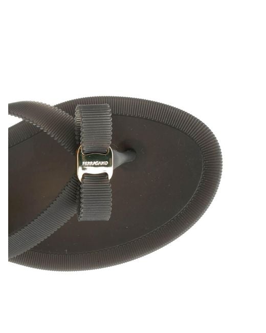 Ferragamo White Vara Flip-Flops With Jelly Bow