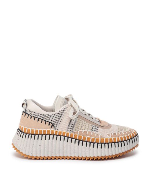 Chloé Brown Biscuit-Colored Mesh Nama Sneakers