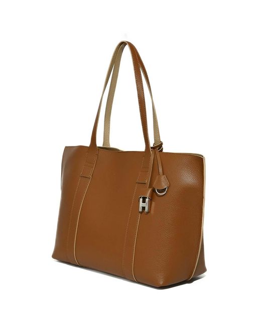 Hogan Brown Script Medium Tote Bag