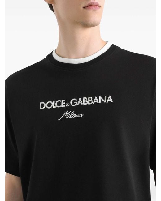 Dolce & Gabbana Black Cotton T-Shirt for men