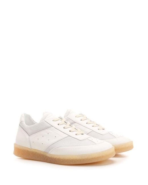 MM6 by Maison Martin Margiela White Low-Top Leather Sneakers for men