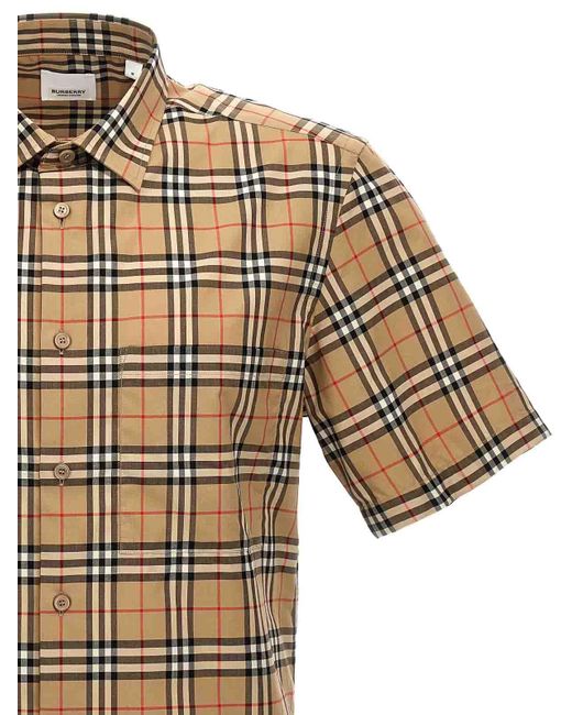 Burberry White Check-print Shirt Short Sleeves for men