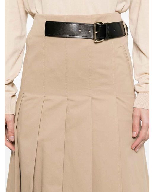 Semicouture Natural Cotton Midi Skirt