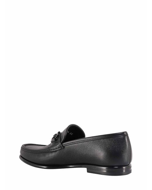 Ferragamo Crown Leather Loafer With Gancini Detail in Black for Men Lyst
