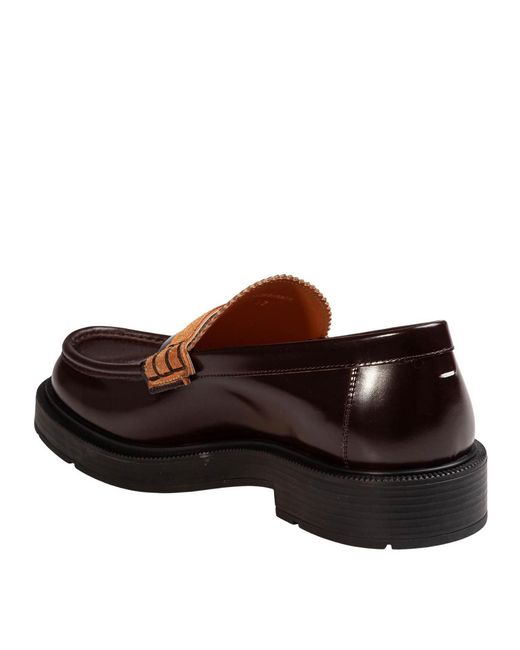Maison Margiela Brown Wine-Coloured Brushed Leather Moccasins for men
