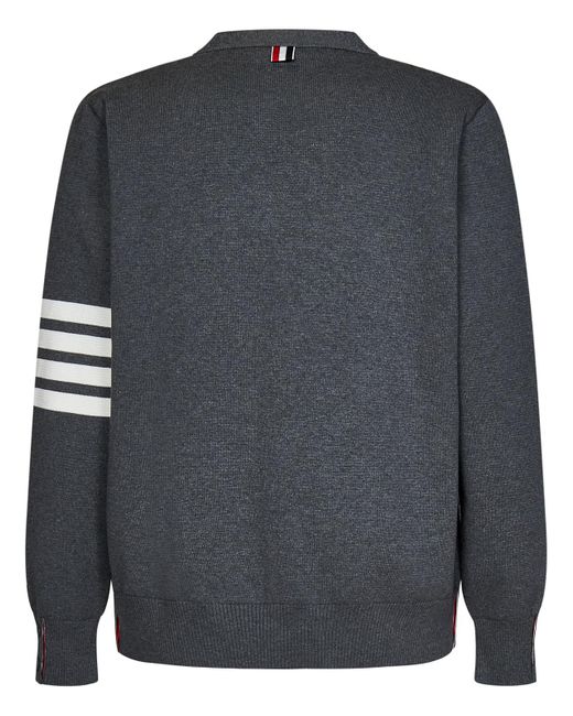 Thom Browne Gray Milano Stitch Cotton V-Neck Cardigan for men