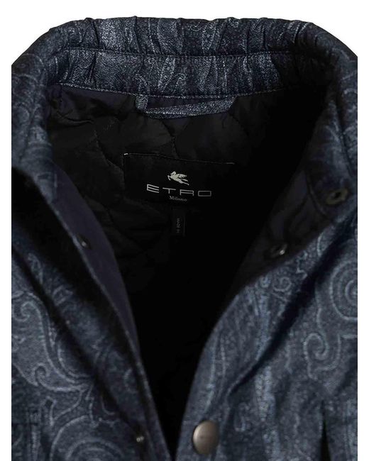 Etro Blue Paisley Decoration Overshirt for men