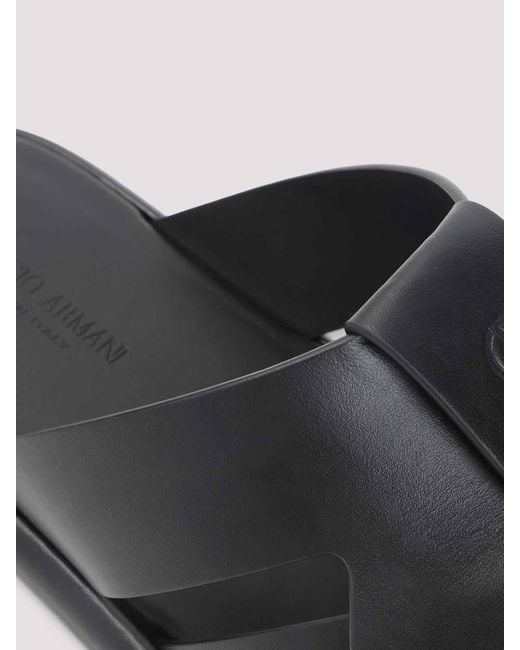 Giorgio Armani Black Leather Sandals for men