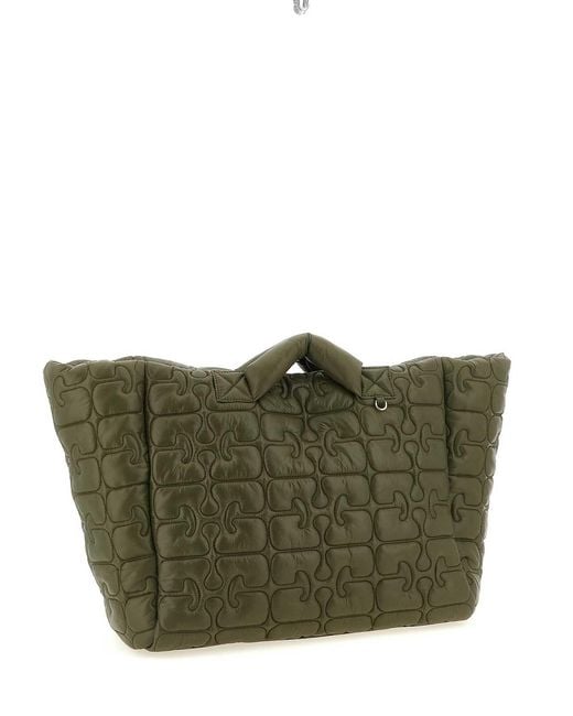 Ganni Green Quilted Re-Tech Xxl Tote Shopping Bag