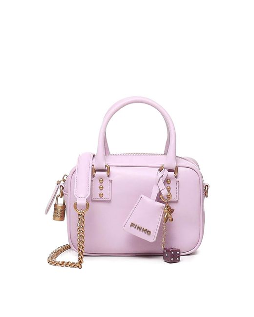 Pinko Pink Mini Bowling Bag In Leather