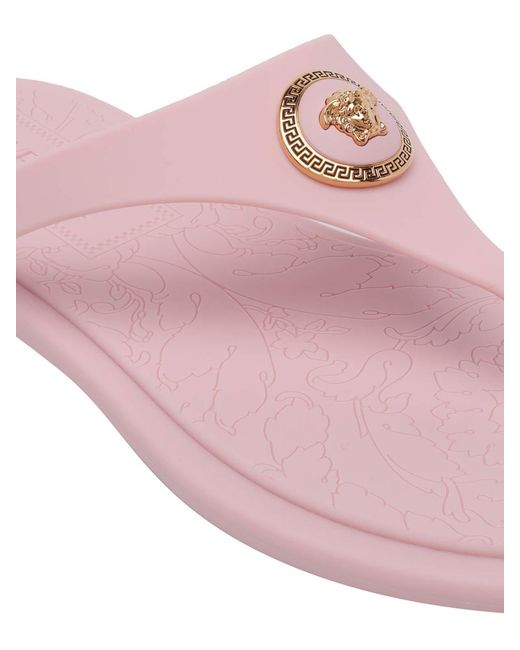 Versace Pink Alia Rubber Flat Sandals