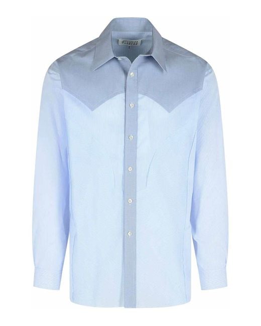 Maison Margiela Blue Cotton Shirt for men