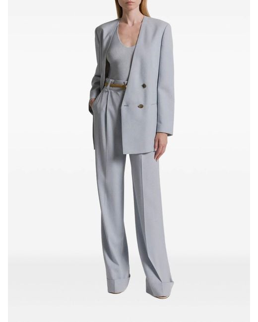 Alberta Ferretti Blue Double-Breasted Padded Viscose Blazer