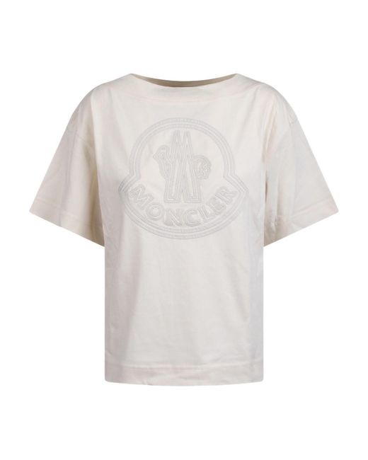 Moncler White T-shirt With Embroidered Logo