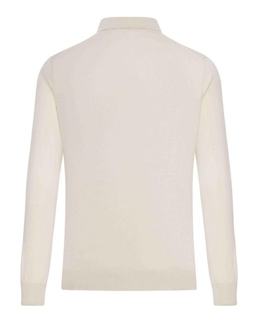 Nome White Cotton Knitted Tennis Polo for men