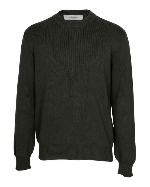 Golden Goose Deluxe Brand Green Cotton Sweater With Logo On The Back for men