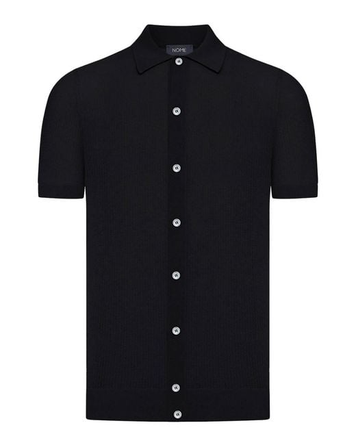Nome Black Lightweight Perforated Knit Shirt for men