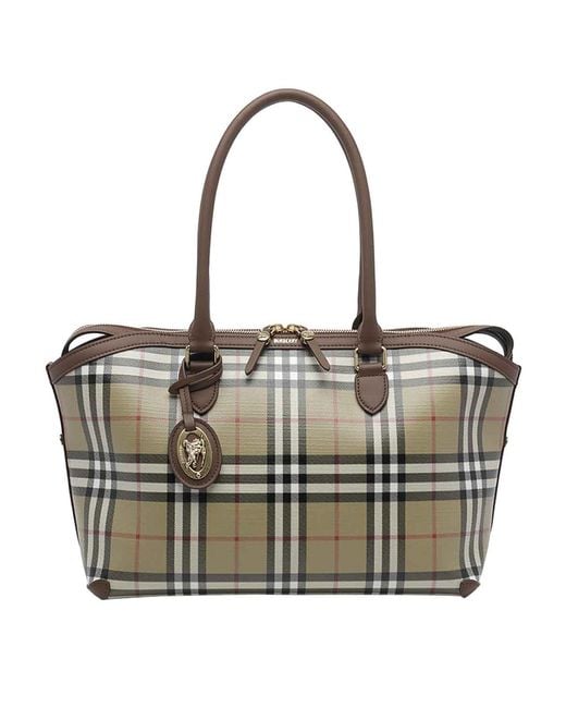 Burberry White Check Tote Bag