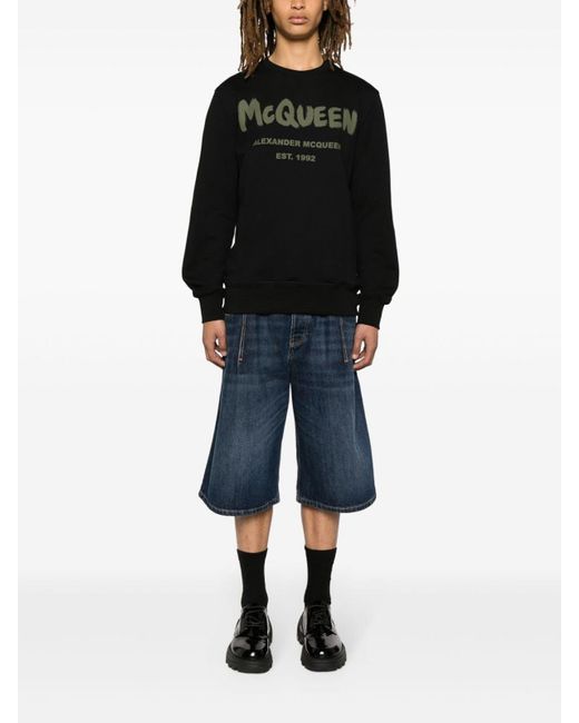 Alexander McQueen Black Graffiti Organic Cotton Sweatshirt for men