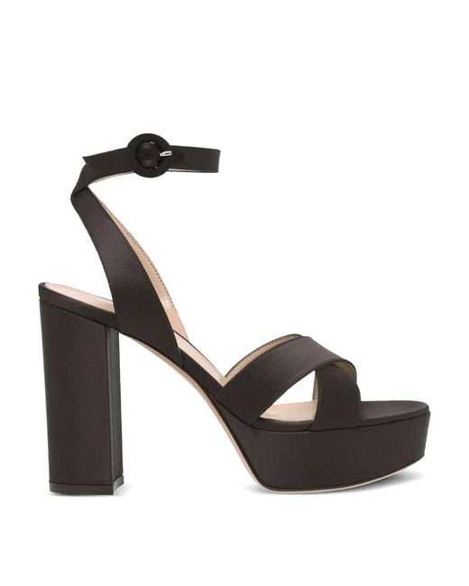 Gianvito Rossi Black Crepe Satin Sandals T070