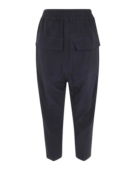 Rick Owens Blue Drawstring Astaires Cropped Trousers