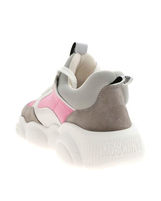 Moschino Pink Teddy Sneakers Featuring Velvet Detail