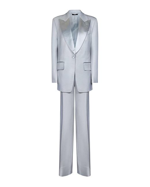 Tom Ford Gray Ice Wool And Silk Suit