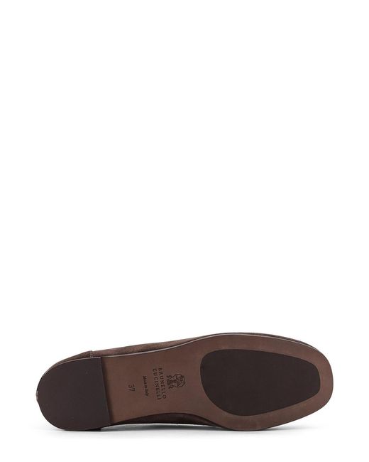 Brunello Cucinelli Brown Suede Moccasins With Mobile Details