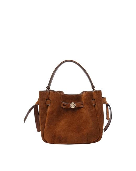 Tory Burch Brown Mini Romy Suede Bucket Bag