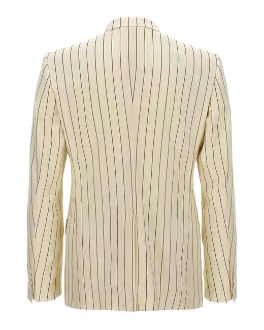 Dolce & Gabbana White Pinstriped Double-breasted Blazer for men
