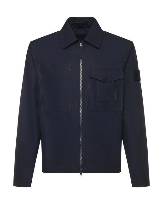 Stone Island Blue Cotton Overshirt for men