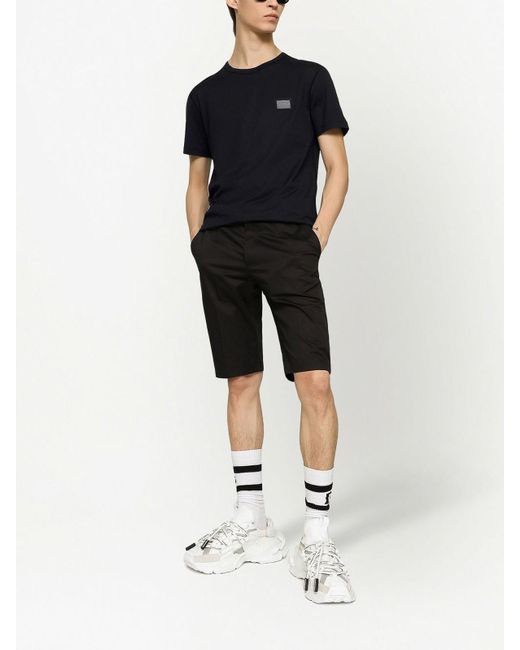 Dolce & Gabbana Black Crewneck Cotton T-Shirt With Logo for men