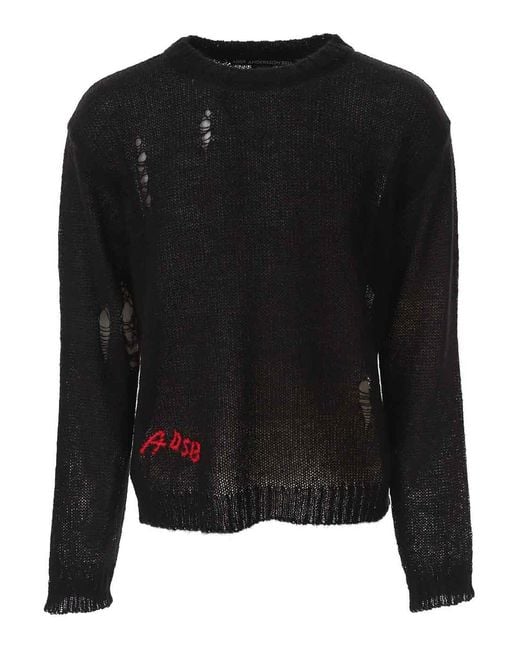 ANDERSSON BELL Black Adsb Kid Mohair Crew-Neck Sweater for men