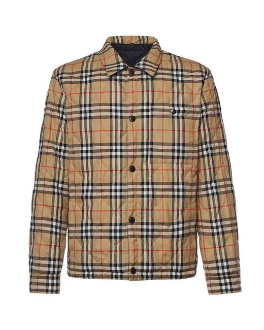 Burberry Blue Reversible Quilted Nylon Shirt for men